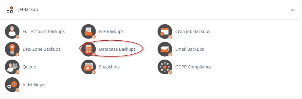 JetBackup Database