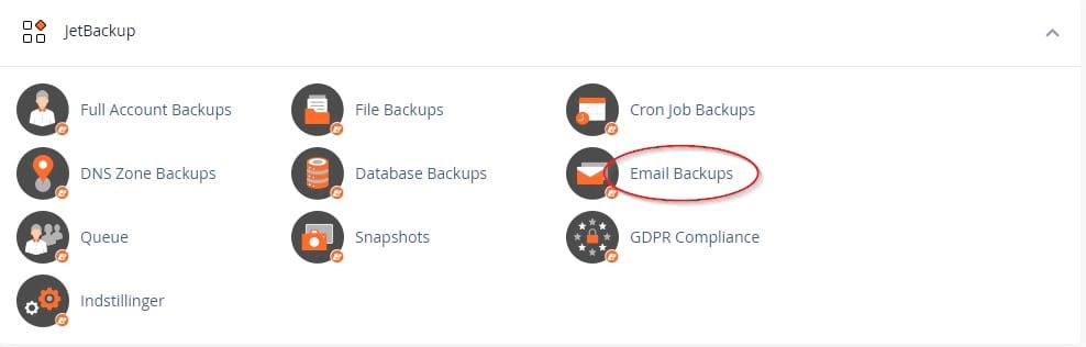 JetBackup Mail gendannelse